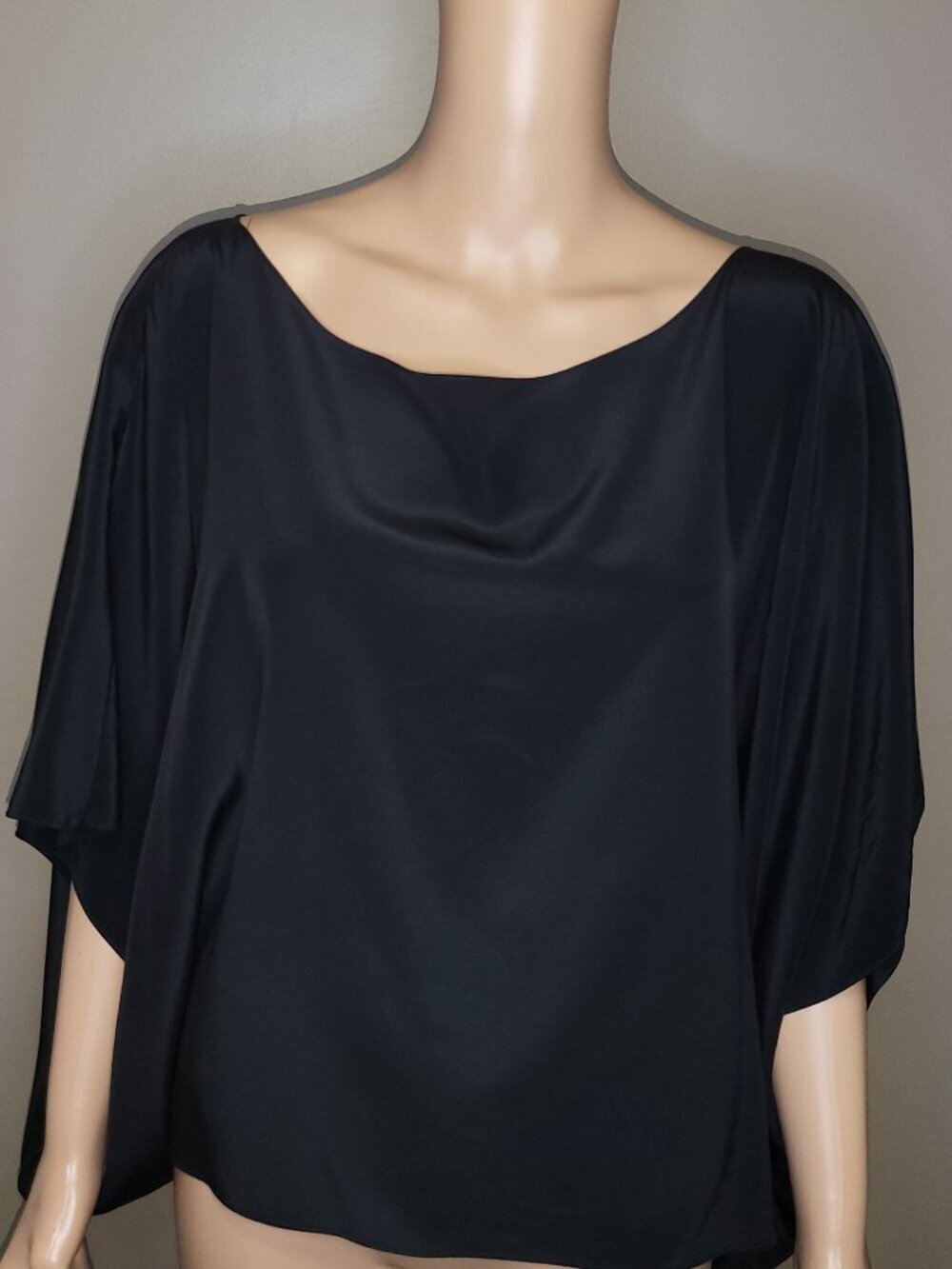 Karen Zambos Vintage Couture Black Silk Batwing Dolman Blouse One Size Y2K - Picture 2 of 5